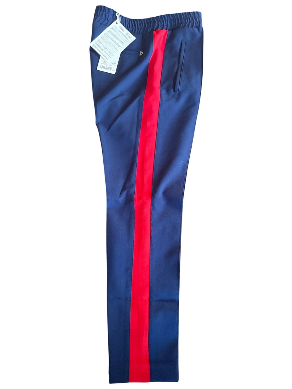 Dondup Navy Trousers with Red Side Stripe